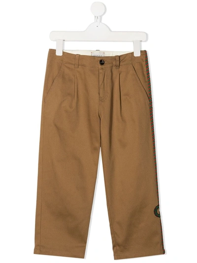 Shop Gucci Mid-rise Chino Trousers In Brown