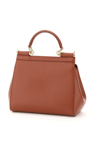 Shop Dolce & Gabbana Small Sicily Shoulder Bag In Brown