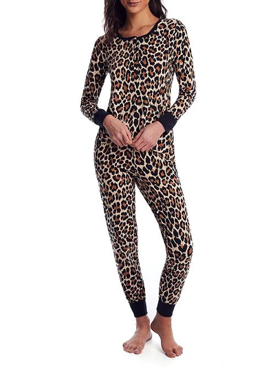 Kate Spade Brushed Jersey Long Pajama Set In Leopard ModeSens