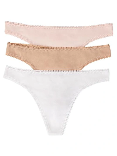Shop On Gossamer Cabana Cotton Low Rise Hip G Thong 3-pack In Blush Assorted