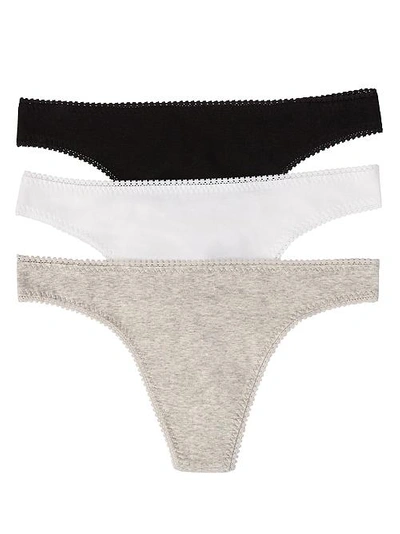 Shop On Gossamer Cabana Cotton Low Rise Hip G Thong 3-pack In Black,white,grey