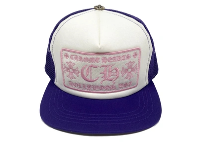 Pre-owned Chrome Hearts Ch Hollywood Trucker Hat Purple/white/pink