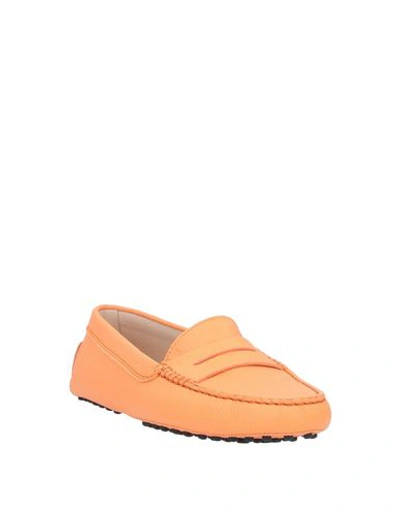Tod's Woman Loafers Mandarin Size 5.5 Calfskin In Orange
