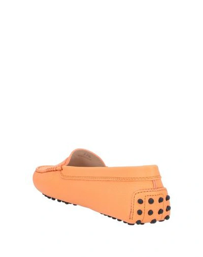Tod's Woman Loafers Mandarin Size 5.5 Calfskin In Orange