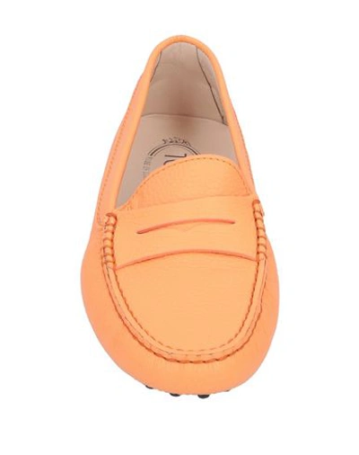 Tod's Woman Loafers Mandarin Size 5.5 Calfskin In Orange