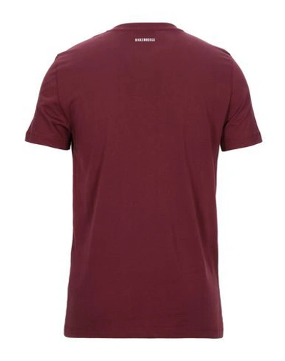 Shop Bikkembergs Man T-shirt Burgundy Size L Cotton In Red