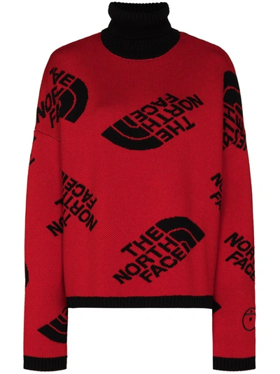 Shop The North Face Intarsia-knit Logo Jumper In Red