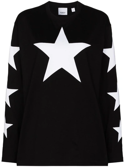 Shop Burberry Creuse Star-print T-shirt In Black