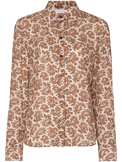 Shop Chloé Paisley-print Silk Shirt In Neutrals