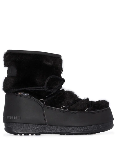 Shop Moon Boot Protecht Monaco Low Faux-fur Snow Boots In Black