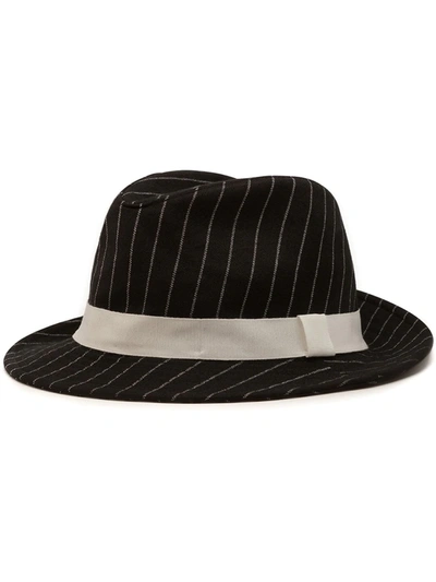 Shop Dolce & Gabbana Pinstriped Fedora Hat In Schwarz