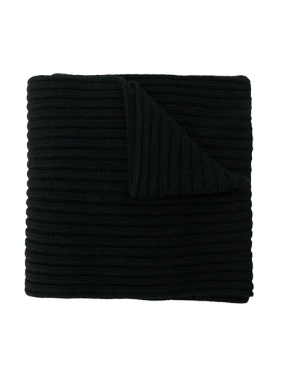 Shop Chloé Ribbed Knit Monogram Scarf In Black
