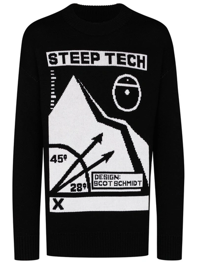 Shop The North Face Intarsia-knit Slogan Jumper In Black