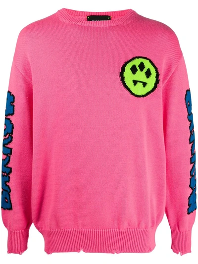 Shop Barrow Long Sleeve Knitted Logo Jumper In Pink