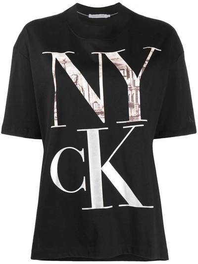 Shop Calvin Klein Jeans Est.1978 Logo Print Cotton T-shirt In Black