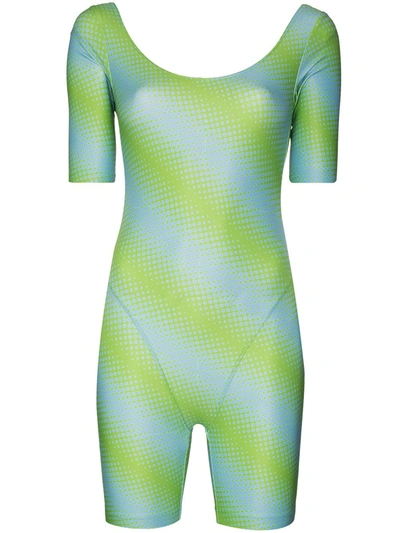 Shop Maisie Wilen Diagonal-stripe Scoop-neck Playsuit In Green