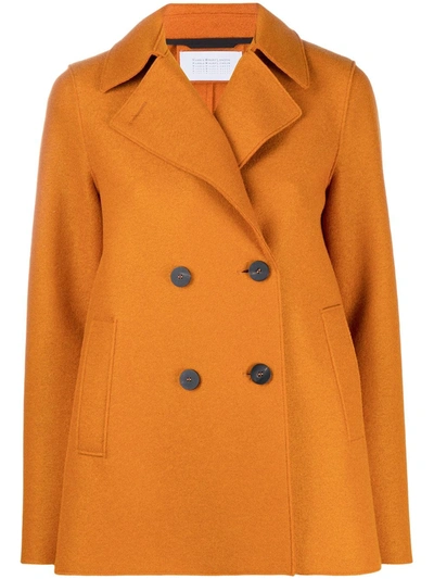 Shop Harris Wharf London Flared Hem Peacoat In Orange