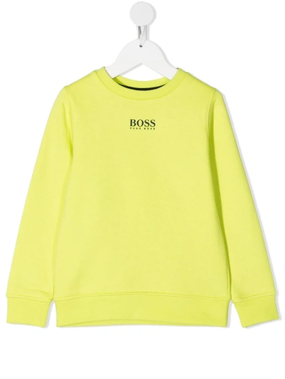 Shop Hugo Boss Neon Logo Print Sweatshirt In Yellow
