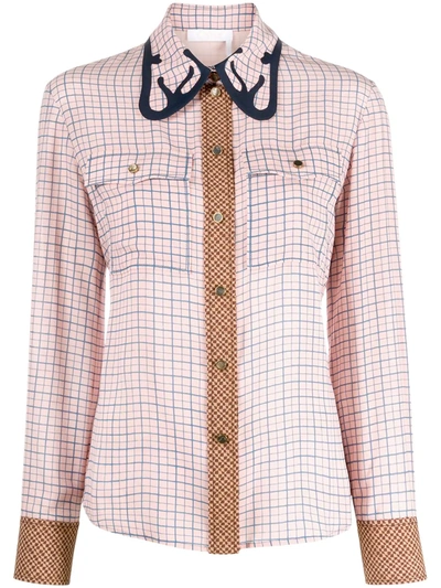 Shop Chloé Western-inspired Check-pattern Shirt In Pink