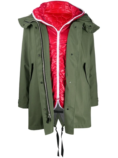 Shop Ienki Ienki Multi-layer Parka Coat In Green