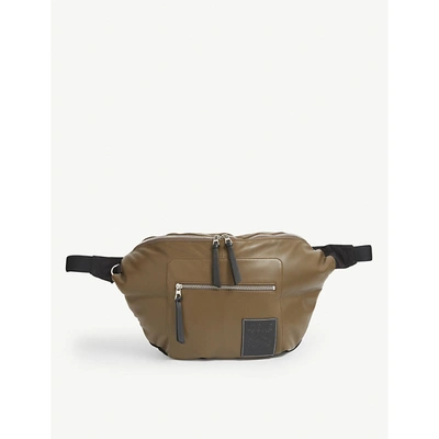 Shop Loewe Puffy Xl Leather Belt Bag In Khaki Brown Black