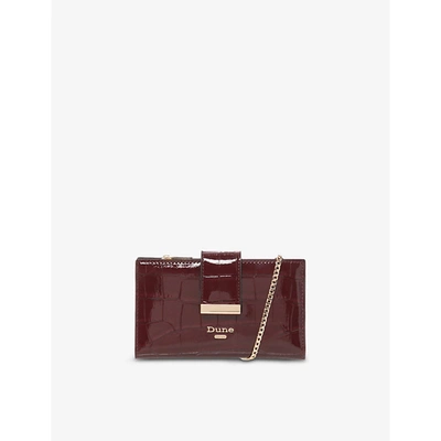 Shop Dune Kiplowe Crocodile-embossed Faux-leather Wallet-on-chain In Berry Croc Synthetic
