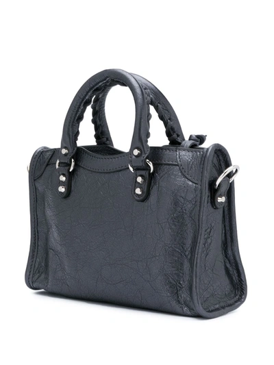 Shop Balenciaga City Nano Leather Handbag In Grey