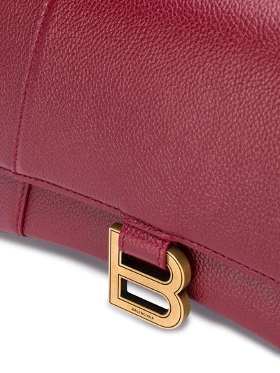 Shop Balenciaga Hourglass Leather Bag In Red