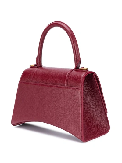 Shop Balenciaga Hourglass Leather Bag In Red