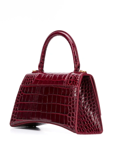 Shop Balenciaga Hourglass Small Leather Handbag In Red