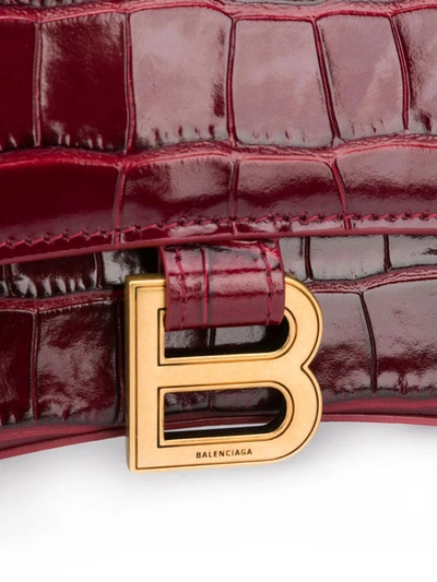 Shop Balenciaga Hourglass Small Leather Handbag In Red