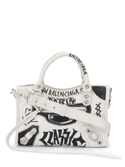 Shop Balenciaga City Mini Leather Handbag In White