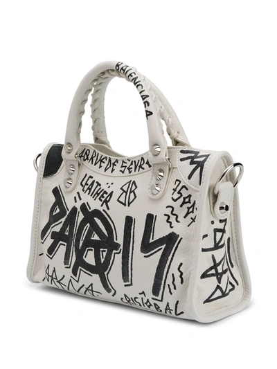 Shop Balenciaga City Mini Leather Handbag In White
