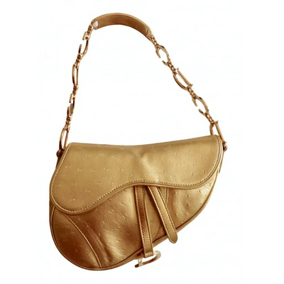 Pre-owned Dior Saddle Gold Leather Handbag