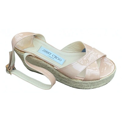 Pre-owned Jimmy Choo Pink Patent Leather Espadrilles