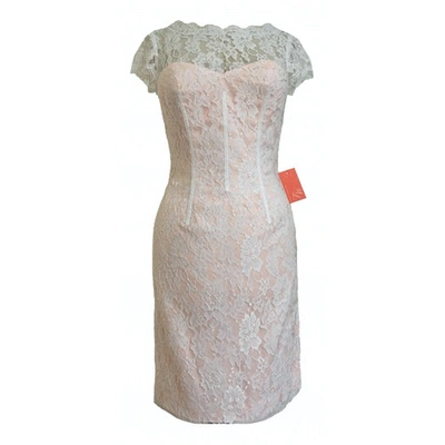 Pre-owned Monique Lhuillier Lace Mini Dress In Pink