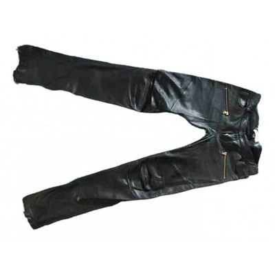 Pre-owned Pierre Balmain Black Leather Trousers