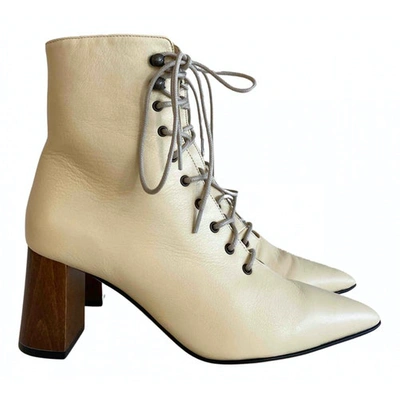 Pre-owned Dear Frances Beige Leather Ankle Boots