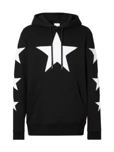Shop Burberry Star Cotton Stretch Hoodie In Black