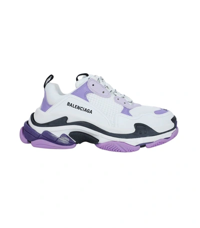 Shop Balenciaga White And Lilac Triple S Sneaker In Purple