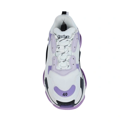 Shop Balenciaga White And Lilac Triple S Sneaker In Purple