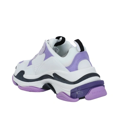 Shop Balenciaga White And Lilac Triple S Sneaker In Purple