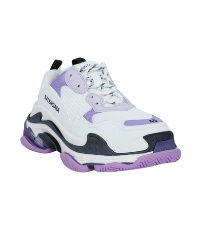 Shop Balenciaga White And Lilac Triple S Sneaker In Purple