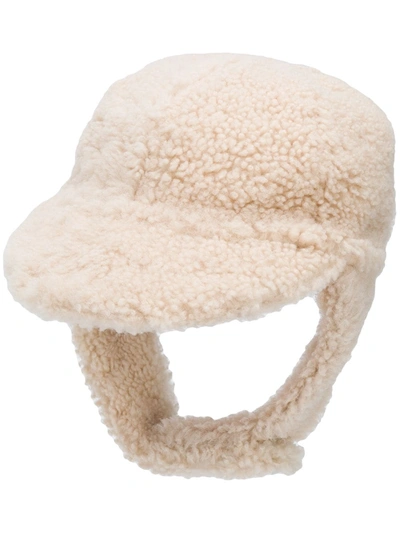 Shop Plan C Shearling Mutton Hat In Neutrals