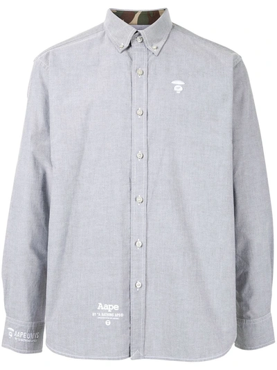 Shop Aape By A Bathing Ape Ape Silhouette Button-down Shirt In Grey