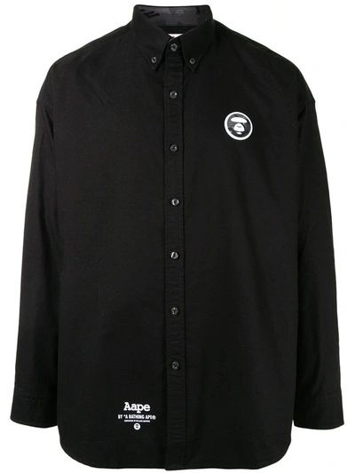 Shop Aape By A Bathing Ape Ape Silhouette Button-down Shirt In Black