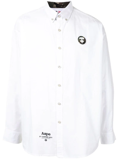 Shop Aape By A Bathing Ape Ape Silhouette Button-down Shirt In White