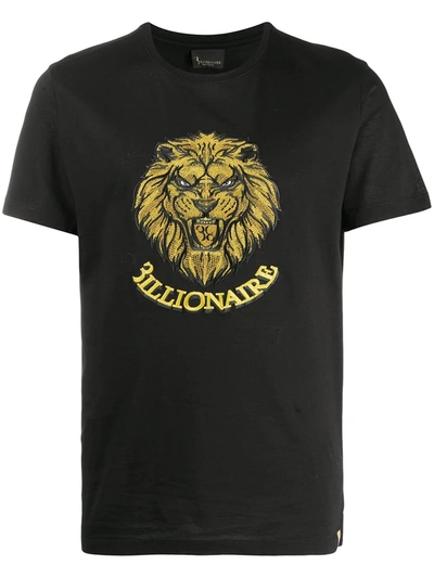 Shop Billionaire Embroidered Graphic Print T-shirt In Black