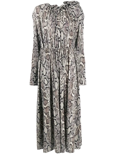 Shop Magda Butrym Snake-skin Print Maxi Dress In Neutrals
