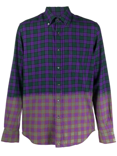 Shop Aspesi Two-tone Checked Shirt In Purple